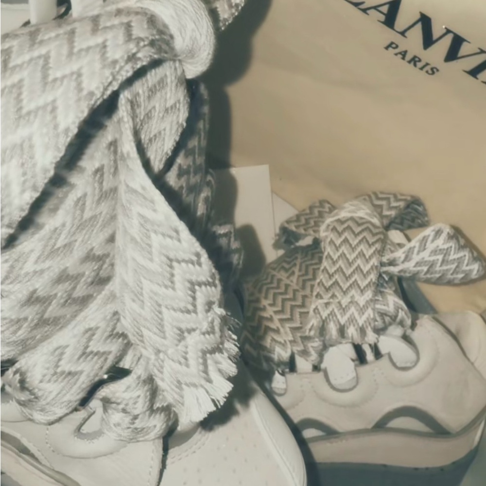 Lanvin Cream Sneakers with Textured Laces